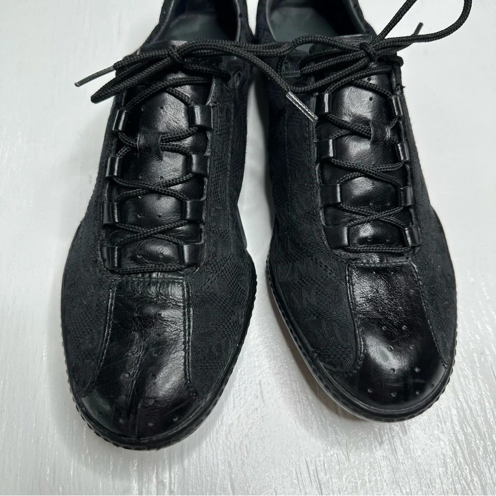 Stuart Weitzman Womens Fashion Sneakers Size 6.5 Black‎ Lace Up Logo Shoes